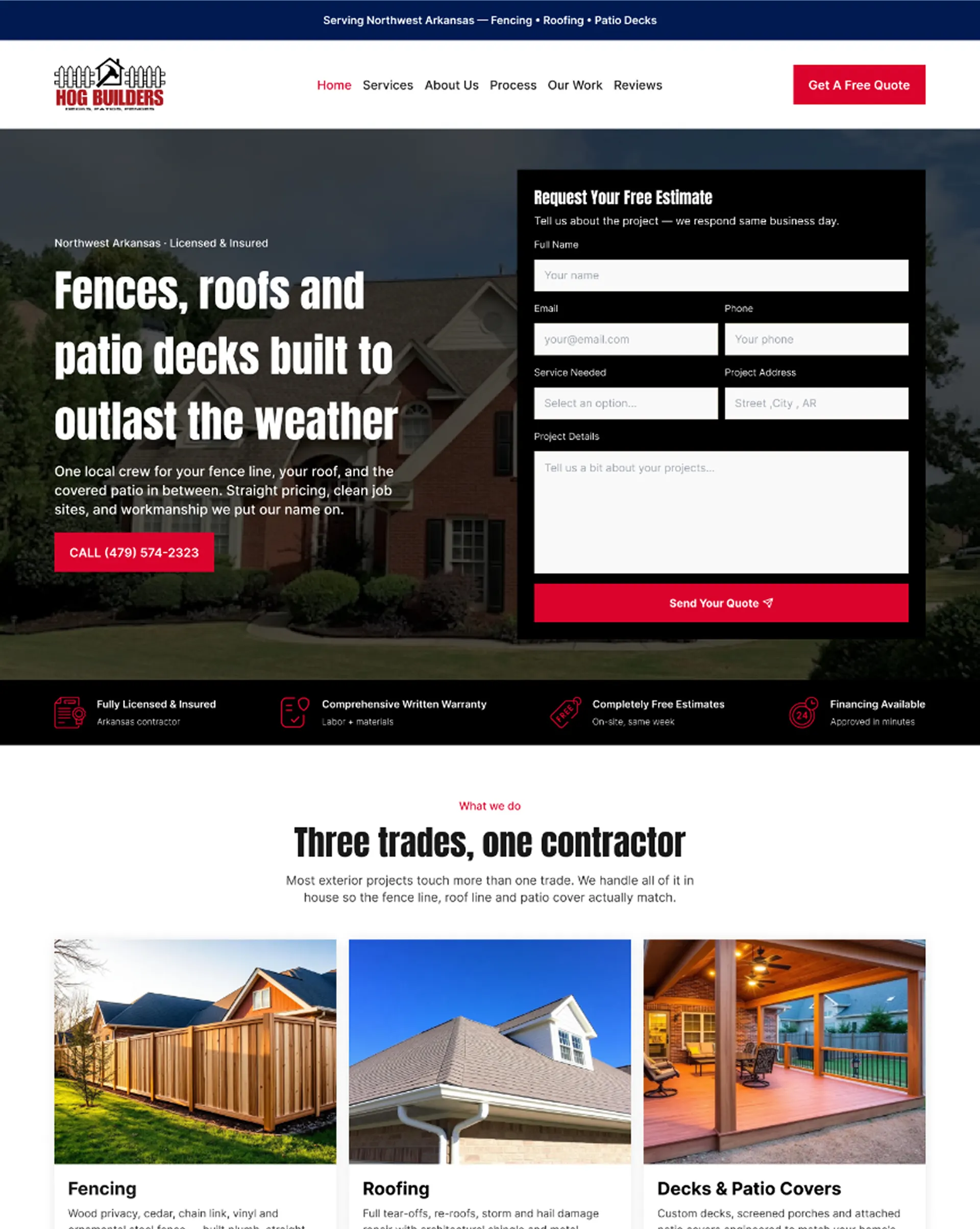Hog Builders website project - web development project in Australia